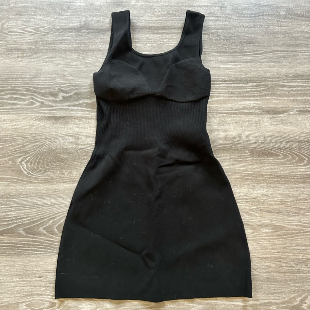 lululemon athletica Black Ribbed Tank Mini Dress with Built-In Support
